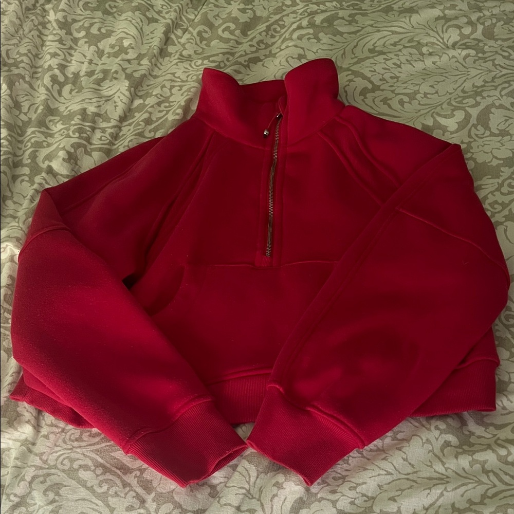 Women's Red Quarter-Zip Fleece Pullover